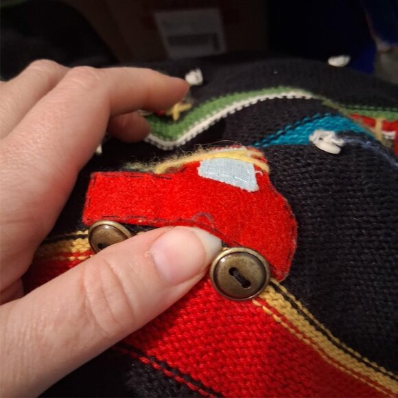 Susan Bristol sweater womens XL Christmas trees red trucks hand embroidered - Picture 5 of 6